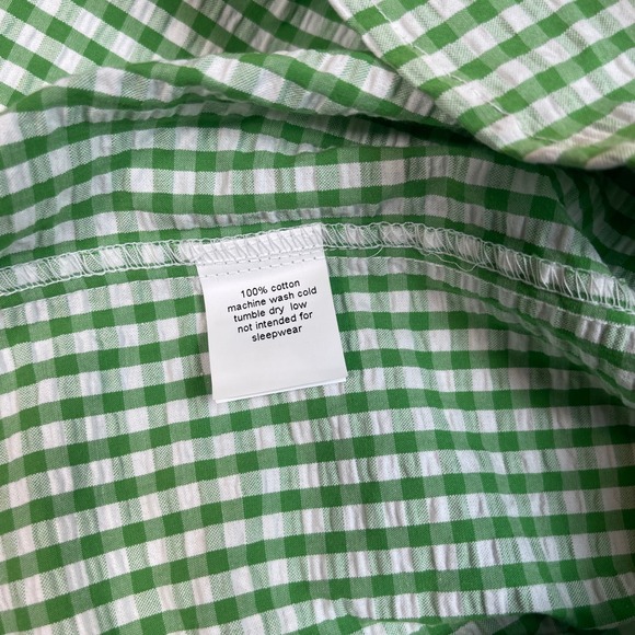 Little English Boys Gingham Button Down Shirt Green White Size 7 100% Cotton - Picture 10 of 14